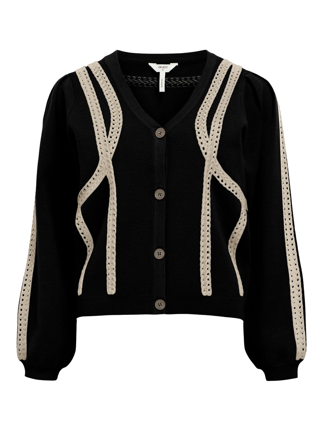 OBJULLA KNIT L/S RE CARDIGAN 134 Black-Sandshell