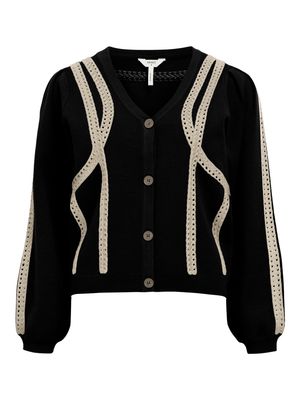 OBJULLA KNIT L/S RE CARDIGAN 134 Black-Sandshell
