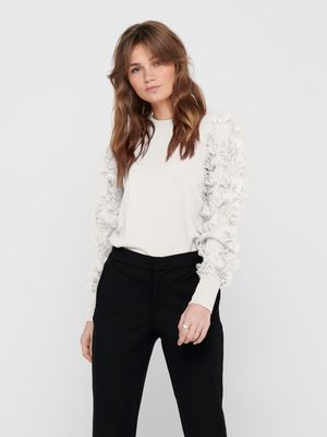 JDYFAIRVIEW L/S SWEAT JRS NOOS White Alyssum