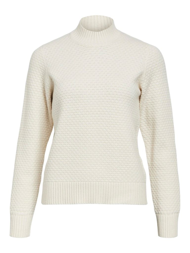 OBJFENYA RE L/S KNIT PULLOVER NOOS White Sand/Melange