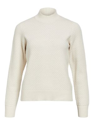 OBJFENYA RE L/S KNIT PULLOVER NOOS White Sand/Melange