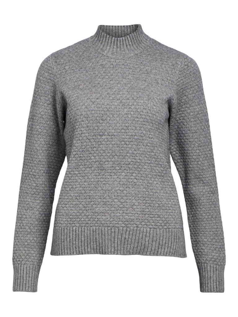 OBJFENYA RE L/S KNIT PULLOVER NOOS Medium Grey Melange