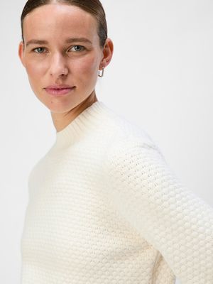 OBJFENYA RE L/S KNIT PULLOVER NOOS White Sand/Melange