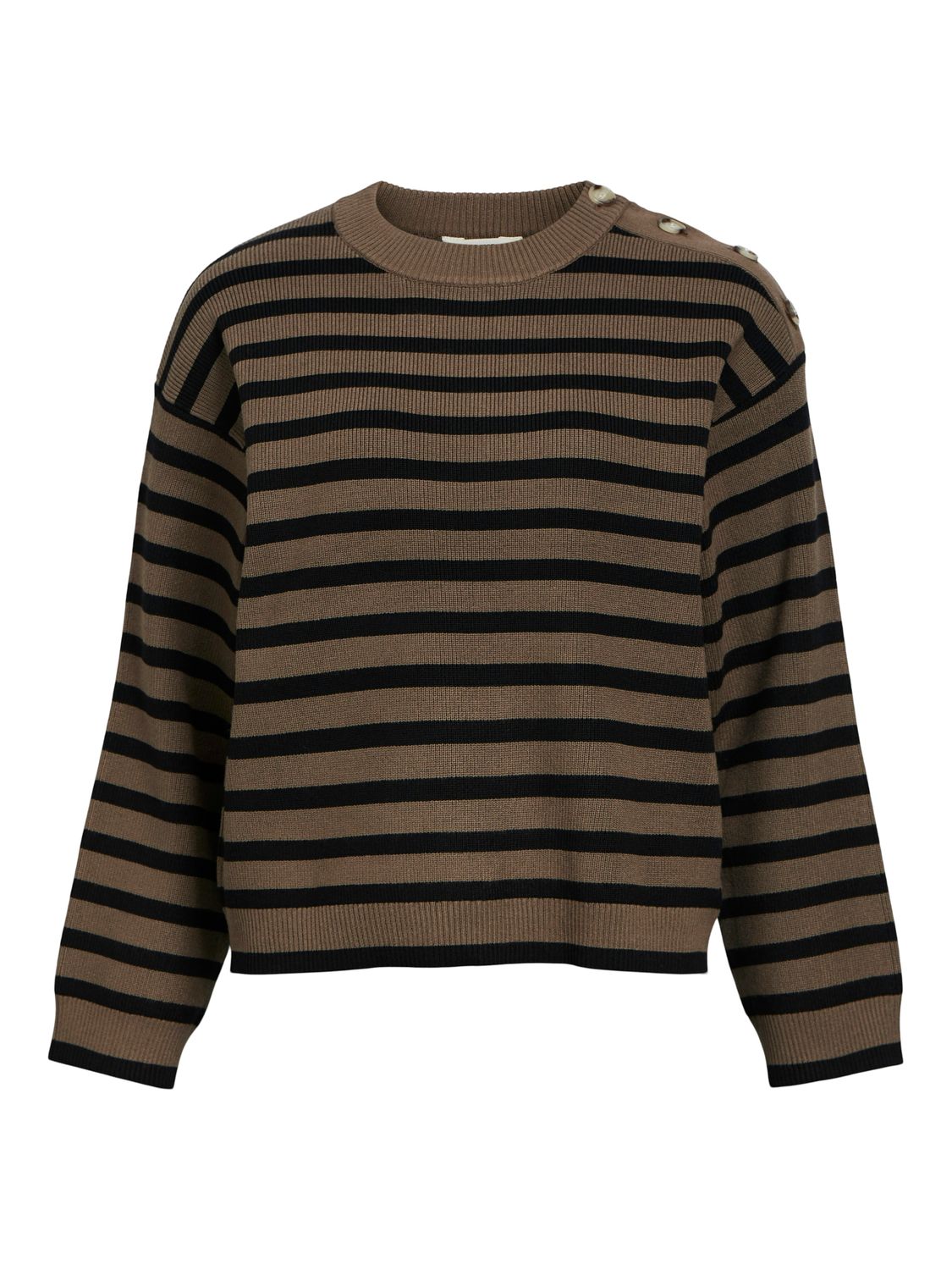 OBJELLY LO LS KNIT PULLOVER NOOS Morel/Black col