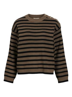OBJELLY LO LS KNIT PULLOVER NOOS Morel/Black col