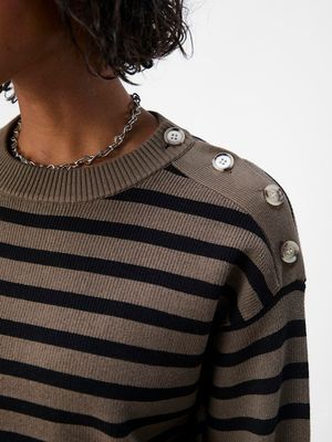 OBJELLY LO LS KNIT PULLOVER NOOS Morel/Black col