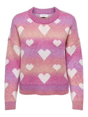 ONLAIDA L/S HEART PULLOVER EX KNT Lavendula-Azalea pink-french v