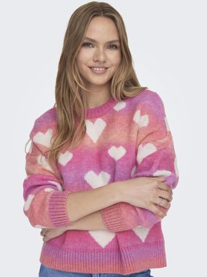 ONLAIDA L/S HEART PULLOVER EX KNT Lavendula-Azalea pink-french v