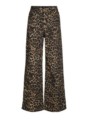 JXSARAH TOKYO LEO WIDE HW PANT LN PNT Cornstalk/LEOPARD
