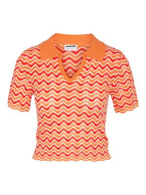 NMSADIE S/S POLO V-NECK KNIT Tangerine/TANGERINE