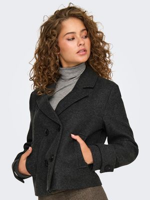 ONLFREJA LIFE SHORT DB JACKET OTW NOOS Dark Grey Melange