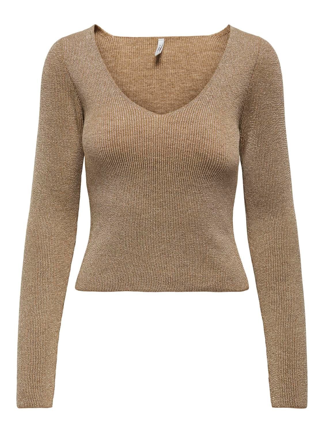 ONLNINNA LS GLITTER REVERSIBLE CS KNT Cartouche-Melange-Pale Gold