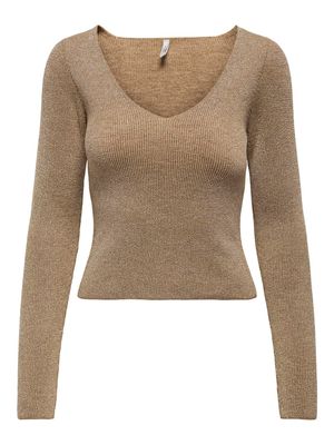 ONLNINNA LS GLITTER REVERSIBLE CS KNT Cartouche-Melange-Pale Gold