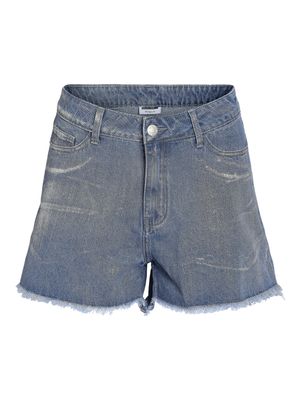 NMZOE NW REG SILVER COATED SHORTS Medium Blue Denim-SILVER COATED