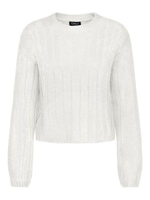 ONLKAMA LS O-NECK FOIL KNT Cloud Dancer-Silver foil