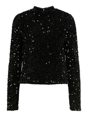 PCKAM LS TOP BC Black/Black sequins
