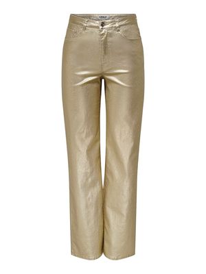 ONLJUICY-VIV HW W METAL COATED PANT PNT Gold Colour