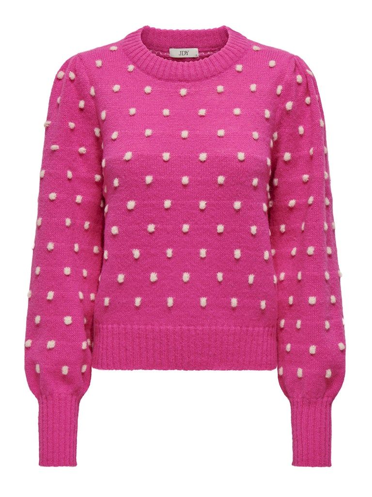 JDYSIGRID LIFE L/S ON PUFF PULL KNT Rose-Violet-W CEMENT DOTS