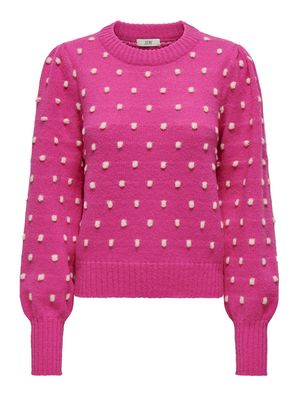JDYSIGRID LIFE L/S ON PUFF PULL KNT Rose-Violet-W CEMENT DOTS