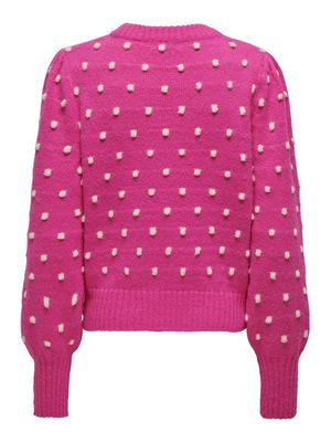 JDYSIGRID LIFE L/S ON PUFF PULL KNT Rose-Violet-W CEMENT DOTS
