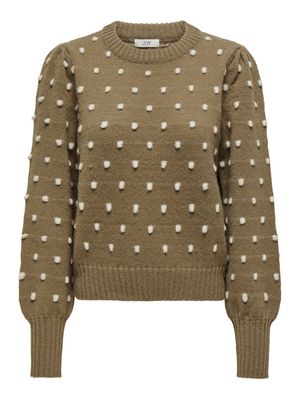 JDYSIGRID LIFE L/S ON PUFF PULL KNT Malt Ball-W CEMENT DOTS