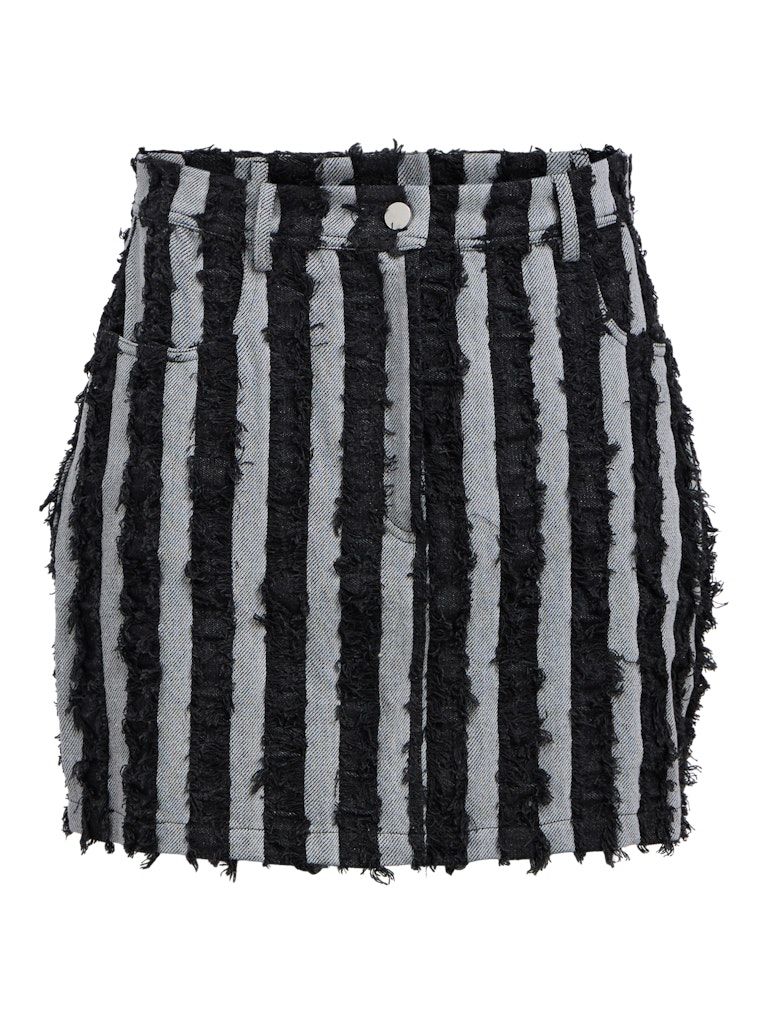 OBJVELLA HW SHORT DENIM SKIRT E DIV Grey Denim-Black lines