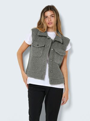 NMHINNY S/L BOUCLE VEST Charcoal Gray-DARK METAL BUTT