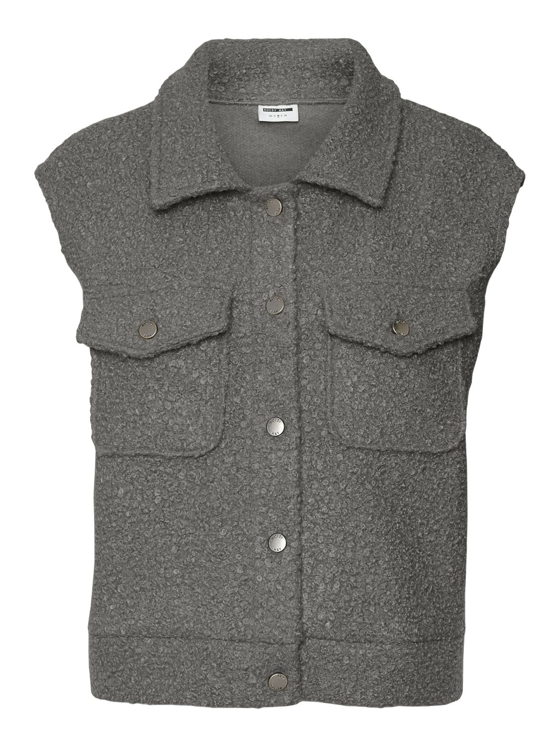 NMHINNY S/L BOUCLE VEST Charcoal Gray-DARK METAL BUTT