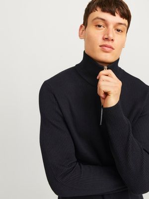 JJEPERFECT KNIT HALF ZIP SN Black