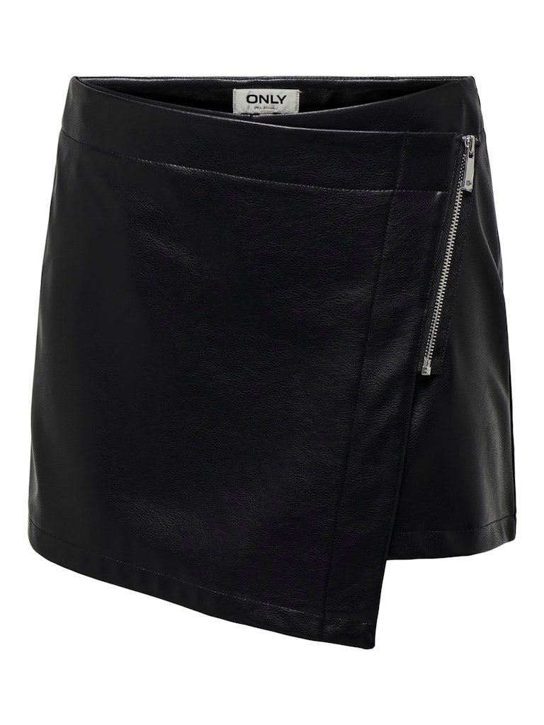 ONLCOLLIE HW FAUX LEATHER SKORT PNT Black