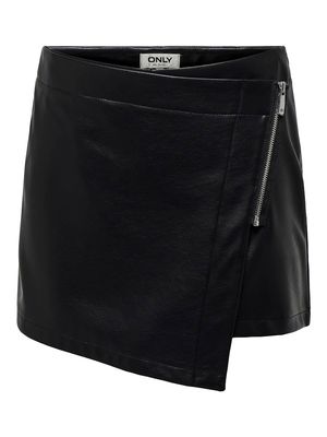 ONLCOLLIE HW FAUX LEATHER SKORT PNT Black