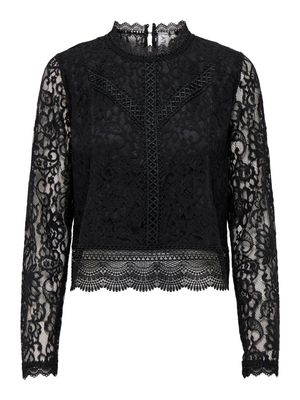 ONLNEW KARO LS LACE TOP WVN Black