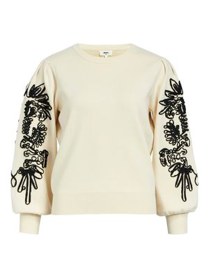 OBJJOANA L/S KNIT PULLOVER REP Sandshell/Black tape