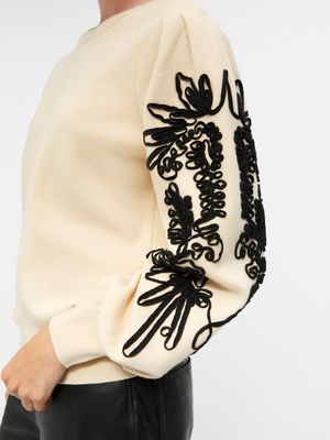 OBJJOANA L/S KNIT PULLOVER REP Sandshell/Black tape