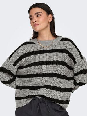 JDYJUSTY L/S STRIPE PULLOVER KNT NOOS December Sky-BLACK