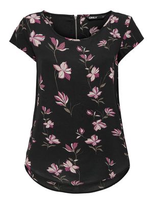 ONLVIC S/S AOP TOP NOOS PTM Black/MAGNOLIA