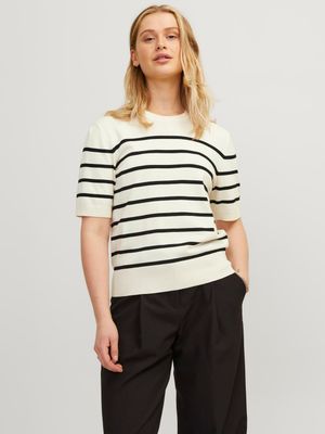 JXLAYLA COMFY SS KNIT NOOS Vanilla Ice//Black