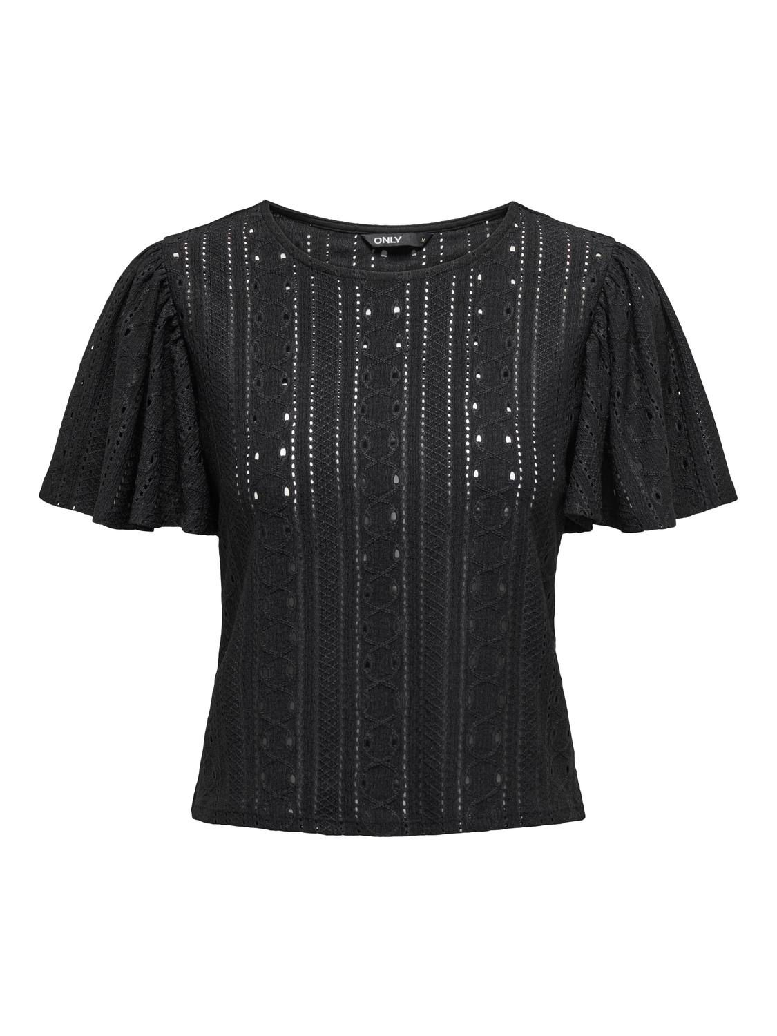 ONLRIVERSIDE S/S FLAIRED TOP JRS Black