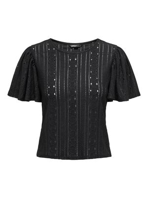 ONLRIVERSIDE S/S FLAIRED TOP JRS Black