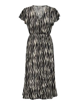 JDYPIPER S/S MIDI FLOUNCE DRESS WVN DIA Birch-BLACK WAVY STRIPES