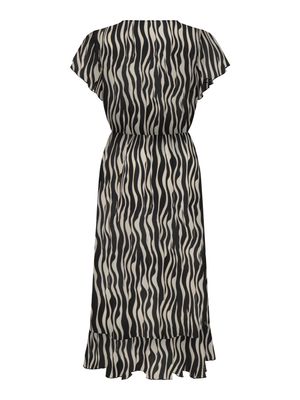 JDYPIPER S/S MIDI FLOUNCE DRESS WVN DIA Birch-BLACK WAVY STRIPES
