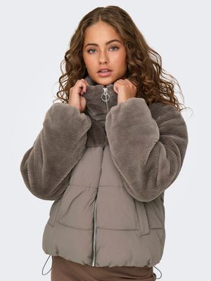 ONLWANJA FUR PUFFER MIX JACKET CC OTW Walnut