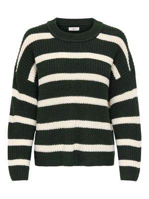 JDYJUSTY L/S STRIPE PULLOVER KNT NOOS Scarab/EGGNOG