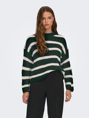 JDYJUSTY L/S STRIPE PULLOVER KNT NOOS Scarab/EGGNOG