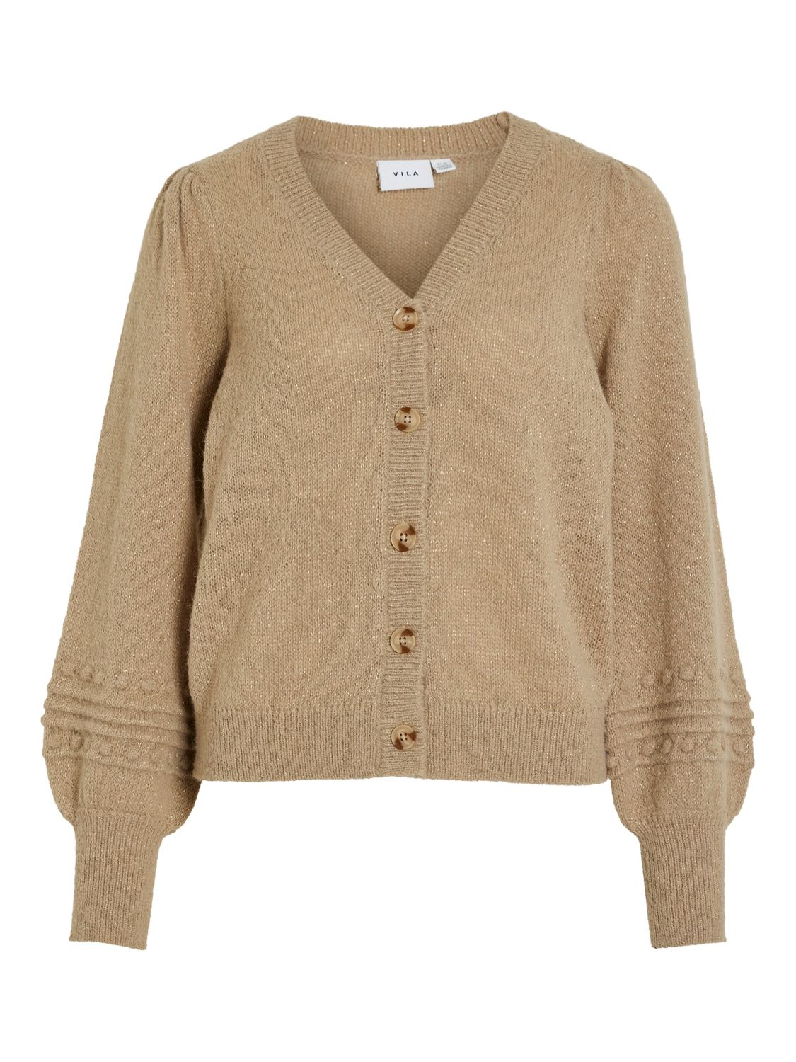 VITULI V-NECK GLITTER KNIT CARDIGAN/PB Savannah Tan-LIGHT GOLD GLITTE