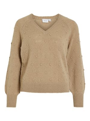 VITULI L/S V-NECK GLITER KNIT TOP/PB Savannah Tan-LIGHT GOLD GLITTE