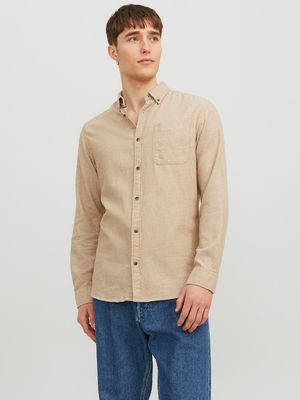 JJECLASSIC MELANGE SHIRT LS NOOS Oatmeal
