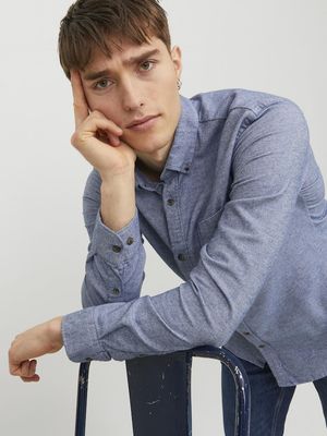 JJECLASSIC MELANGE SHIRT LS NOOS Faded Denim