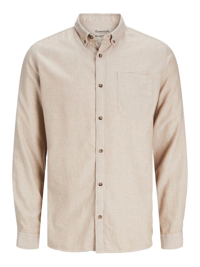 JJECLASSIC MELANGE SHIRT LS NOOS Oatmeal