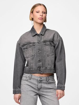 PCNYNNE DENIM JACKET Grey Denim